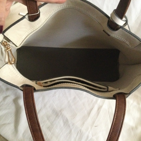 Vegan Tote, Wristlet, Satchel/Crossbody Ivory Bone Set Empire EM Handbag Co. - Picture 10 of 14